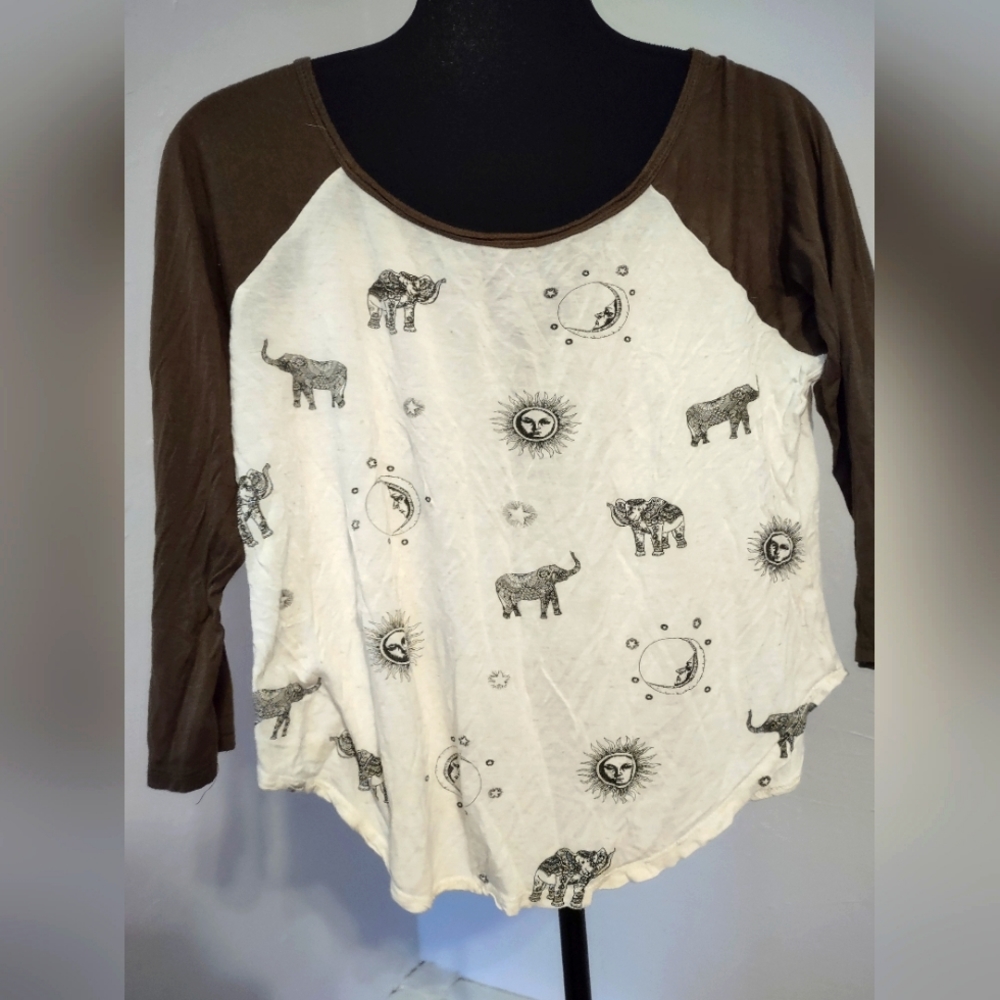Gemstone green and white partially sheer ladies thin boho astrology shirt